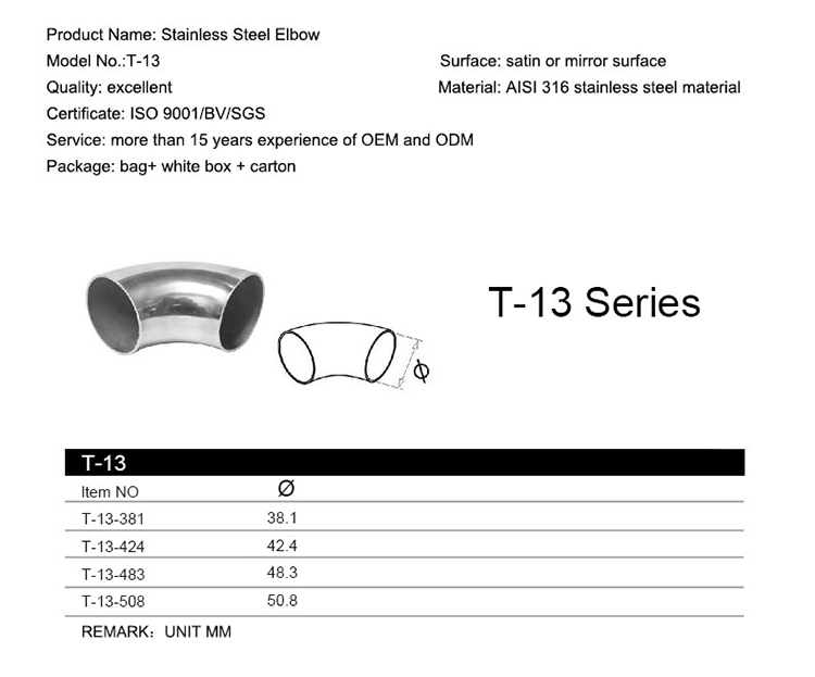 Alloy Handrail Fitting Stainless Steel Connectors Round/Square Tube Pipe 90 Degree Elbow